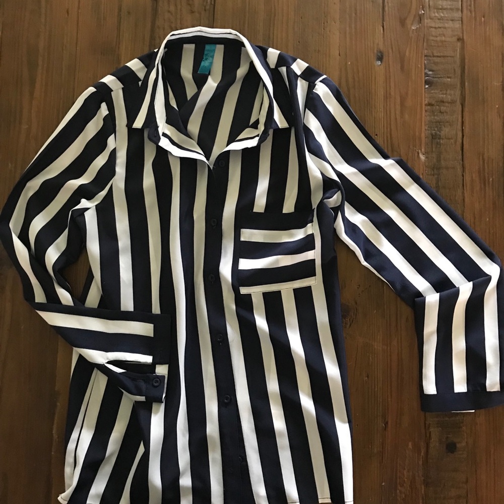 Buttons striped button down blouse- size M